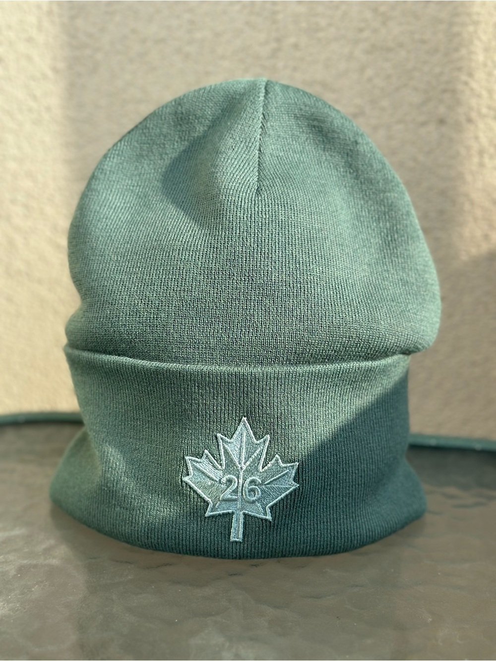 lululemon athletica Seafoam Green Knit Beanie with Leaf Emblem